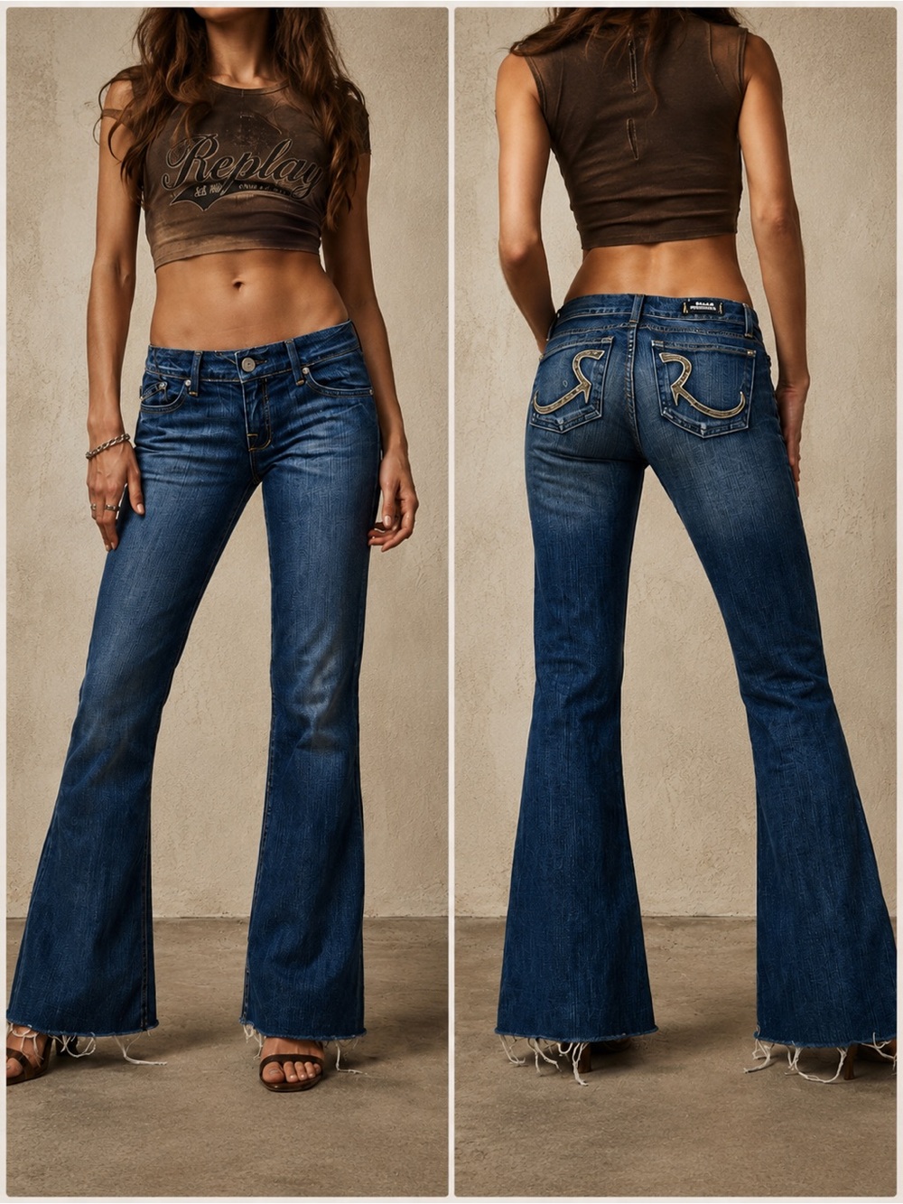 Y2K Rock & Republic Roth Jeans Size 28 low rise Bootcut Python Snakeskin Pocket